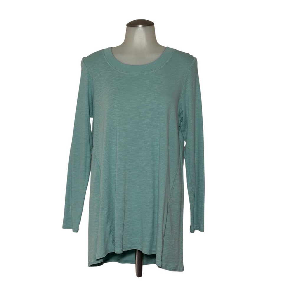 J. Jill Pima Cotton Tunic Women M Green Scoop Neck Elliptical Hem New w/ out tag